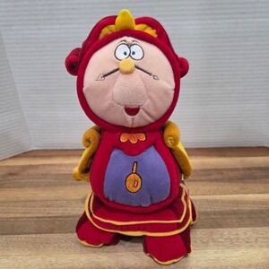 Disney Store Cogsworth Plush Toy Unisex 10" Red Beauty and the Beast Clock *READ
